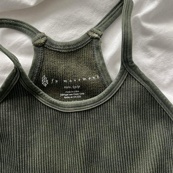 Free People Movement Ribbed Olive Green Crop Top - Picture 3 of 4